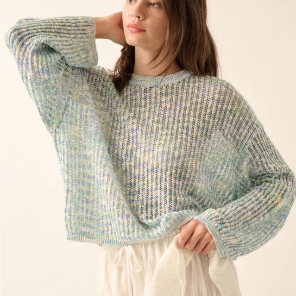 Promesa Multicolor Open Knit Oversized Sweater - Picture 8 of 8